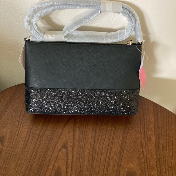 NWT KATE SPADE GRETA COURT GLITTER BLACK CROSSBODY - Picture 8 of 11